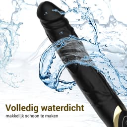 EZlove® Luxe Zwarte Vibrerende Dildo – Realistische Dildo met Eikel & Aders – 10 Vibratiestanden – Siliconen Dildo – Waterproof & Oplaadbaar – Dildo voor Vrouwen & Mannen – 22 cm — thumbnail 3