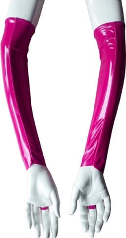 Handschoen S/M Datex (Mix latex en stof ) Sexy Handschoenen Roze lange lak handschoen Glans Shiny Lakleer valentijn SM Gogo dancing dans accessoiren lange vingerloze gloves — thumbnail 2