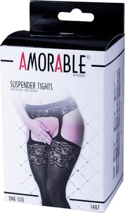 Amorable - Luxe Zwarte Kousen Met Jarretelgordel - Zwart — thumbnail 2