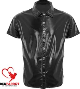 PU Lederen Overhemd - Heren - Blouse - Knoopjes - Erotisch Shirt - Zwart — thumbnail 4