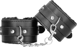 Plush Bonded Leather Hand Cuffs - With Adjustable Straps — thumbnail 1