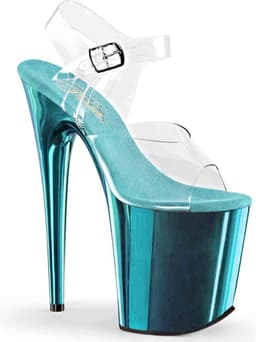 Pleaser - FLAMINGO-808 Sandaal met enkelband, Paaldans schoenen - Paaldans schoenen - 36 Shoes - Blauw/Transparant — thumbnail 1
