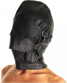Rimba Bondage Play - Leren Masker Met afneembare gag En oogdelen — thumbnail 5