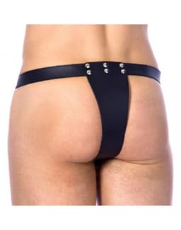 Rimba Bondage Play - Kuisheid Slip Voor Mannen Met Twee hangsloten - Leer - Verstelbaar - Zwart — thumbnail 2