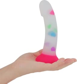 Banoch | Dildo Heart | siliconen glitter hart met roze zuignap | 17 cm lang | Ø 3,4 cm — thumbnail 1