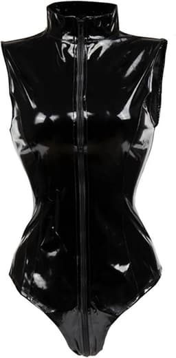 Porno bodysuit Latex vrouwen - Wetlook - Open kruis functie - Erotische catsuit - Turn pakje - Mini jumpsuit — thumbnail 4