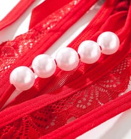 Erotische Lingerie Slipje I Sexy Slipje Met Parels I Sexy String I Open Kruis I Erotisch Ondergoed I Paars/Zwart — thumbnail 2
