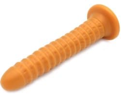 Gold Play - Soft Liquid Siliconen Anaal Dildo Ribbed - Goud L