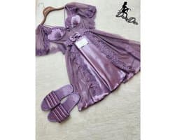 Luxe satijnen babydoll nachtjurk dames - Lavender