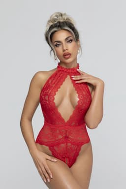 Christine - Open Crotch Body Eleonora - Rood — thumbnail 1