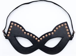 Cat mask met studs / Rose goud / Rosy gold / Zwart PU leer — thumbnail 3