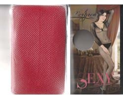 Rode fishnet bodystocking