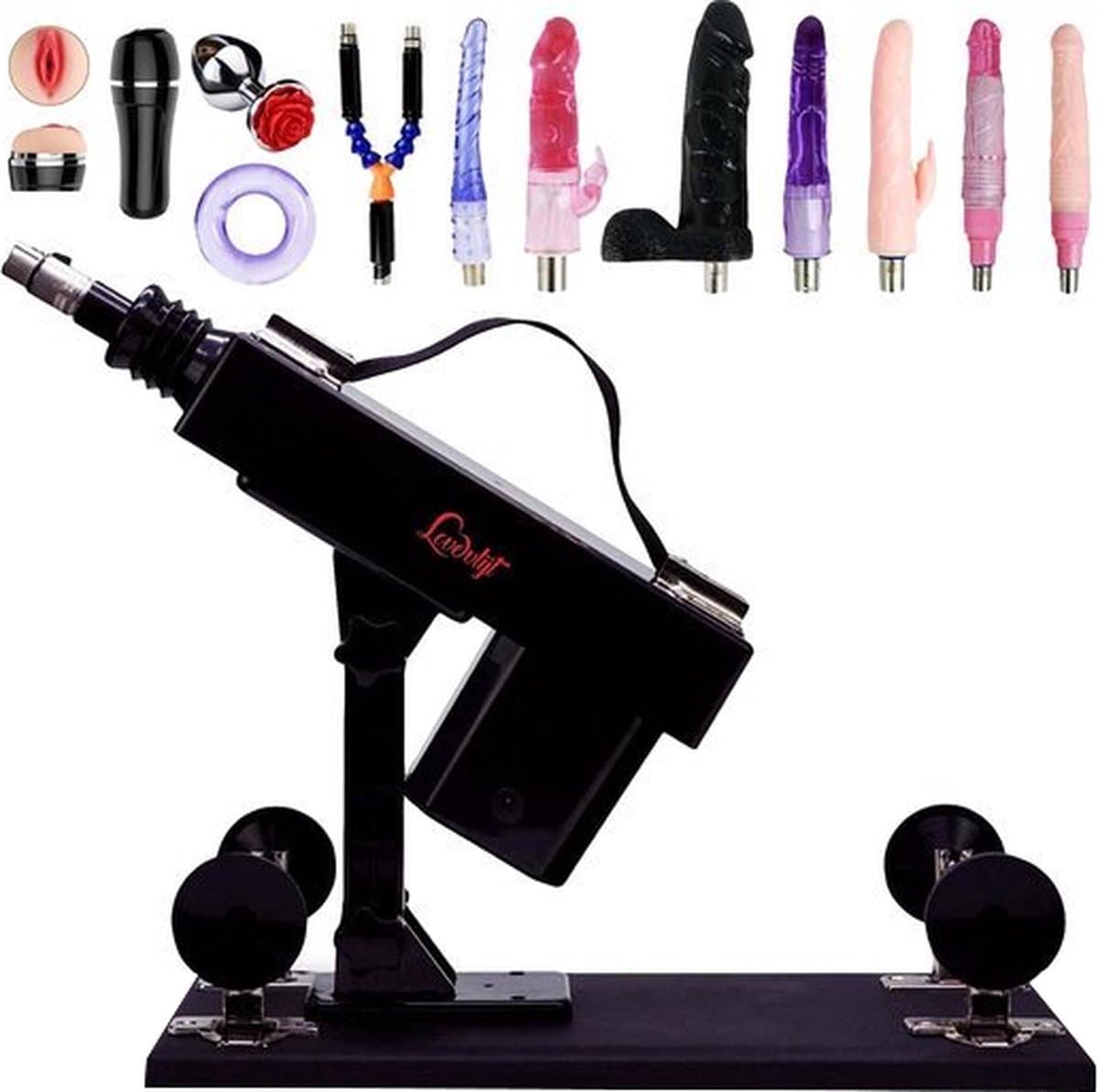 LoveVlijt - Seksmachine met Dildo en vele extra Opzetstukken - Complete Set - Sex Fuck Machine - Penetratie - Krachtige Seksmachine - Voor Mannen en Vrouwen - Discreet - Talloze Standjes - Fuck Machine - Neukmachine - Zwart — afbeelding 1