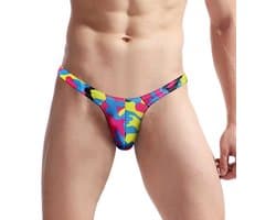 Lage Taille G-string heren - Gekleurde camouflage - One size XS tot en met L - Heren lingerie erotisch - Polyester