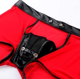 BDSM Boxershort met knoopjes voor open kruis - Heren Erotische lingerie - PU Leder - Transparant — thumbnail 3