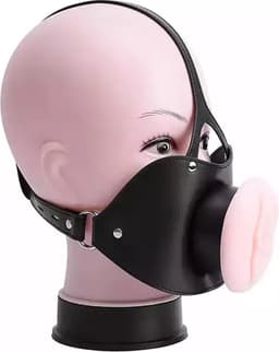 One2Play - Verstelbare siliconen mond gag vagina - Realistische pussy face - Open Mond plug - Deepthroat - BDSM — thumbnail 1