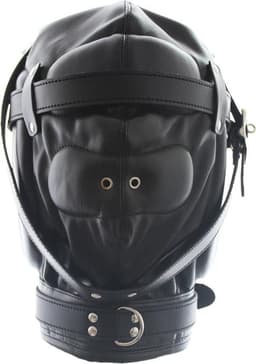 Banoch - Reticent Hood Black -Zwart bondage Masker van pu Leer | BDSM — thumbnail 1