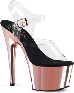 Pleaser - ADORE-708 Sandaal met enkelband, Paaldans schoenen - Paaldans schoenen - 35 Shoes - Zwart/Roze — thumbnail 1