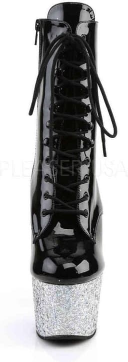 Pleaser - ADORE-1020G Plateau Laarzen, Paaldans schoenen - Paaldans schoenen - 39 Shoes - Zwart/Zilverkleurig — thumbnail 2