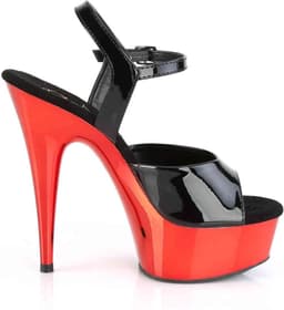 Pleaser - DELIGHT-609 Sandaal met enkelband - US 13 - 44 Shoes - Zwart/Rood — thumbnail 5