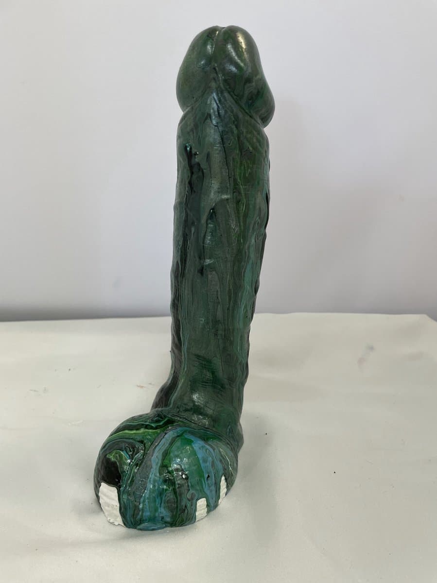 Handbeschilderde Piemelkunst van Keramiek Gips – Uniek Kunstobject – 18,5 cm – Cadeau & Decoratie — afbeelding 1