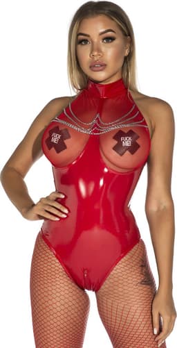 Leatherlook Teddy Rood - Spannend voor koppels - Sexy lingerie - Sex speeltjes - Sex toys - Erotiek - Bondage - Kunstleer - Sexspelletjes voor mannen en vrouwen – Seksspeeltjes - SM — thumbnail 3