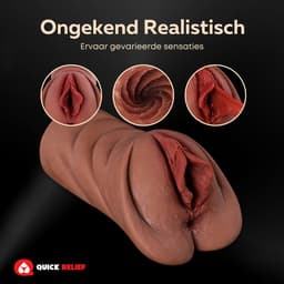 Quick Relief Natasha™ - Masturbator - Pocket Pussy - Seksspeeltjes voor Mannen - Bruin — thumbnail 5