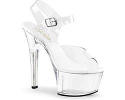 Pleaser - ASPIRE-608 Sandaal met enkelband, Paaldans schoenen - Paaldans schoenen - 41 Shoes - Transparant
