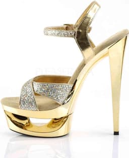 Pleaser - ECLIPSE619G Sandaal met enkelband, Paaldans schoenen - Paaldans schoenen - 39 Shoes - Goudkleurig — thumbnail 3
