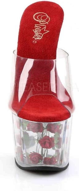 Pleaser - ADORE-701FL Muiltjes - Paaldans schoenen - 42 Shoes - Rood/Transparant — thumbnail 2