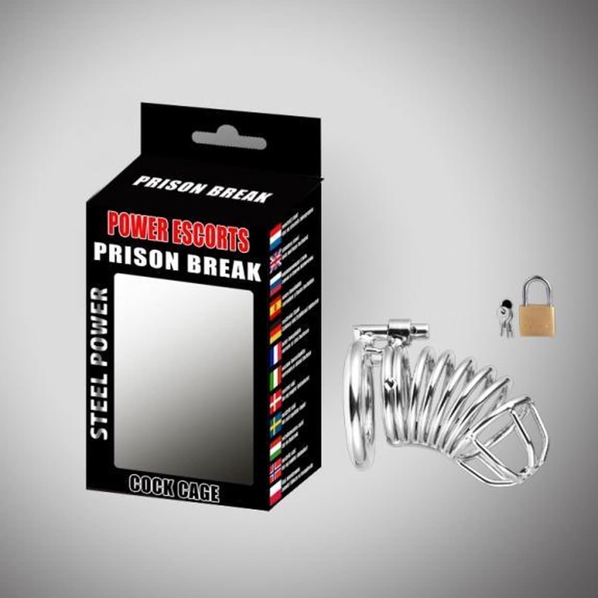 Power Escorts - Prison Break - Verstelbare Cockcage Met Slot - Kuisheidskooi  voor Mannen - Speeltje voor Mannen - Cockcage - Chasity cage - Groot Formaat -  50 mm - Big Size - BR88 - Metaal - gave Cadeaubox — afbeelding 1