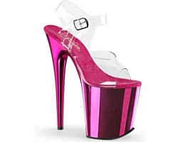 Pleaser - FLAMINGO-808 Sandaal met enkelband, Paaldans schoenen - Paaldans schoenen - 35 Shoes - Roze/Transparant