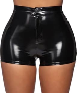 PU Lederen BDSM short - Vrouwen broekje - Leer - Knoop en ritssluiting - Mini broekje - Erotisch - Sexy - Clubwear — thumbnail 1