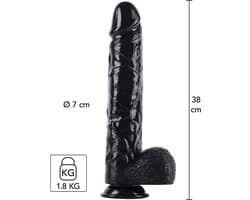 Dong XXXL 38cm - Extreme Grote Dildo 38 cm - Zwarte Dildo - Diameter 7 cm