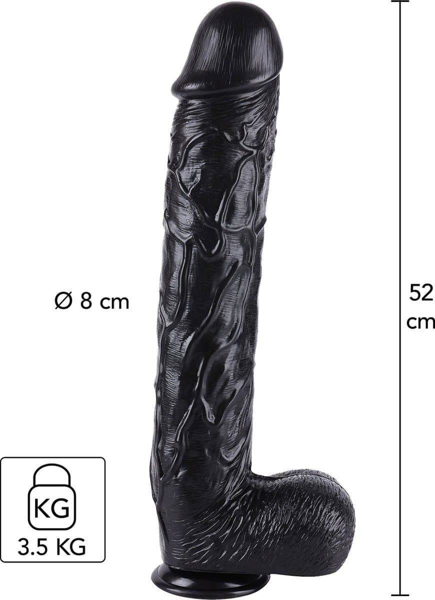 Dong XXXXL 52cm - Extreme Lange en Dikke Zwarte Dildo - Mega Dildo - 52 cm - Monsterlijke Dildo — afbeelding 1