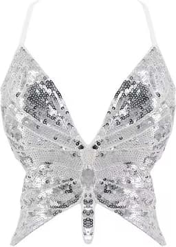Glitter Top - Festival Topje - Zilver - Lingerie - Sexy Dames BH - One size maten S, M en L — thumbnail 2