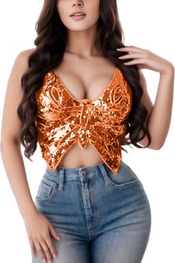 Glitter Top - Festival Topje - Oranje - Lingerie - Sexy Dames BH - One size maten S, M en L — thumbnail 1