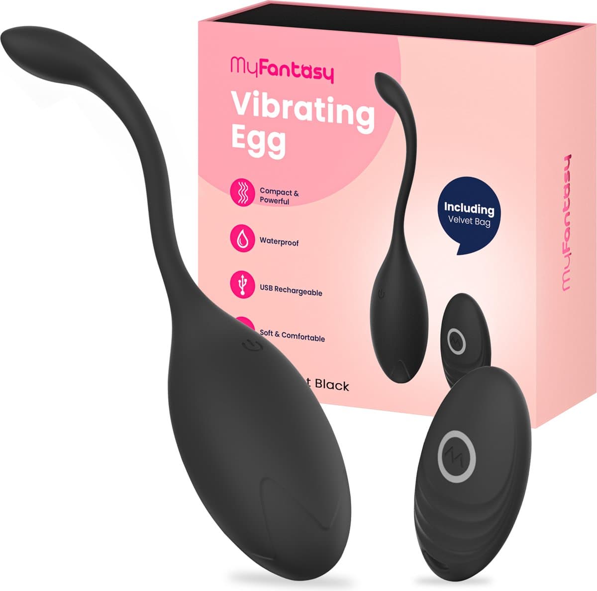 MyFantasy Vibrerend Ei met Afstandsbediening – Vibrators voor Vrouwen – Remote Clitoris Stimulator - Seksspeeltjes voor Koppel - Sex Toys voor Koppels - Kamasutra Eitjes - Vibrator Tril Ei - Sex Ei Zwart — afbeelding 1