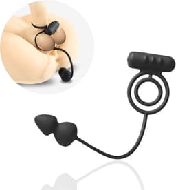 Rosebay Vibrerende Cockring met Buttplug - Penisring - Anaal Plug - Penisring Vibrerend - Eikelring - Buttplug - Zwart — thumbnail 1