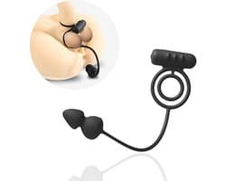 Rosebay Vibrerende Cockring met Buttplug - Penisring - Anaal Plug - Penisring Vibrerend - Eikelring - Buttplug - Zwart