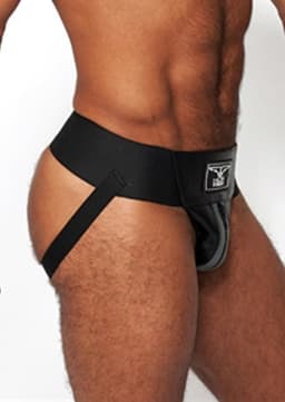 Mister b leather premium jockstrap black/grey xl — thumbnail 2