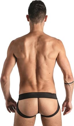 Mister B leren Jock Strap Zwart met rode bies - small — thumbnail 2