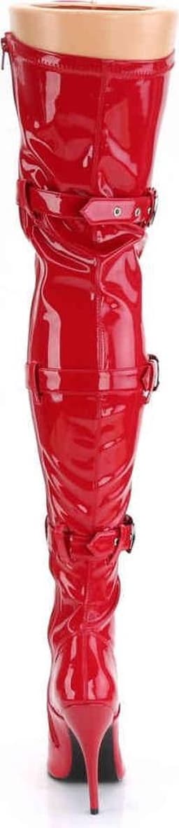 SEDUCE-3028 (EU 45 = US 14) 5 Heel Ribbon Stretch Thigh High Boot w/ Grommet — thumbnail 4