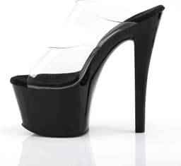 Pleaser - SKY-302 Muiltjes - Paaldans schoenen - 40 Shoes - Zwart/Transparant — thumbnail 3