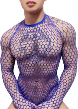 Erotische heren top - Visnet - Blauw - BDSM — thumbnail 1