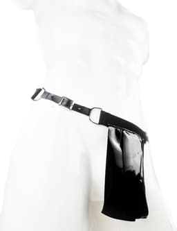 BamBella® String Man -Maat L/XL - sexy ondergoed Lingerie Heren -Open voorkant onderbroek Datex (Mix latex en stof) - Zwart mannen string Imitatie leer SM BDSM kleding — thumbnail 1