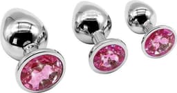 Metalen Buttplug Set 3 delig - Anal Plug Set voor Mannen en Vrouwen - Roze — thumbnail 3