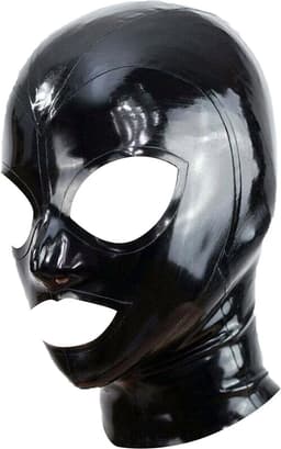100% Latex Masker BDSM - Capuchon - Open mond - Ogen - Neusgaten - Rollenspel - Unisex - Extreme SM - Cosplay - MAAT L/XL — thumbnail 2