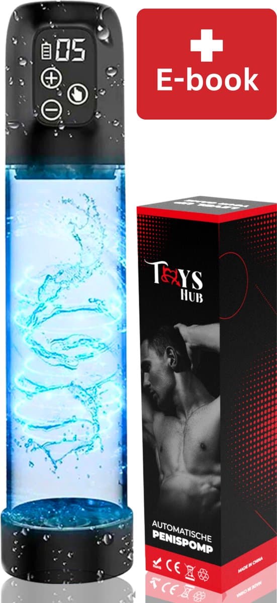 Toys Hub® Automatische Penispomp MAX - Met 3 Penisringen & Ebook - Elektrisch - USB Oplaadbaar - LED Scherm - Sex Toys voor Mannen - Penis Vergroter – 20 CM — afbeelding 1