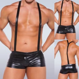 Erotische heren boxershort - Bretels - Rollenspel - PU Leder - Club en Feest — thumbnail 2